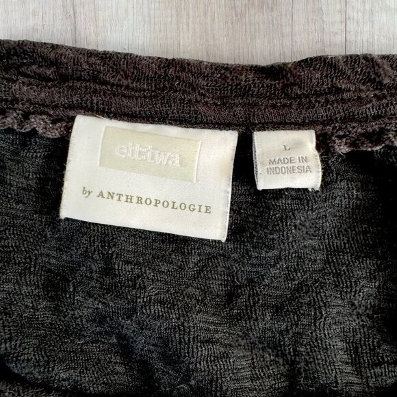 Ett:twa Anthropologie Wesley Black Square Neck Textured Jacquard Knit Peplum Top - Picture 3 of 5